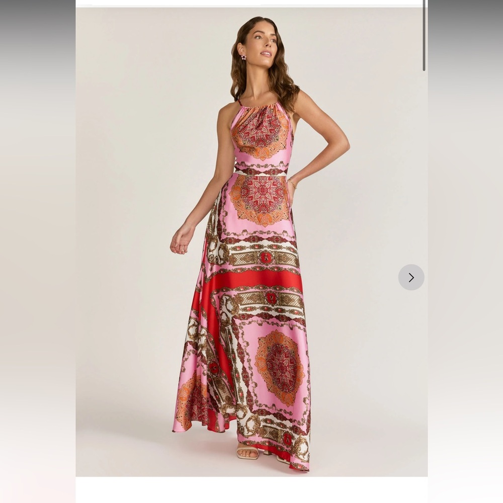 Halter silk maxi dress